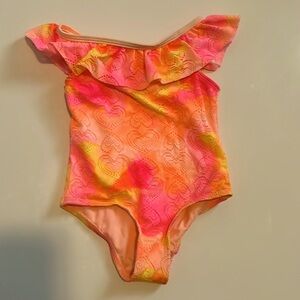 Wonder nation 2T girls bathing suit NWT pink orange yellow with hearts
